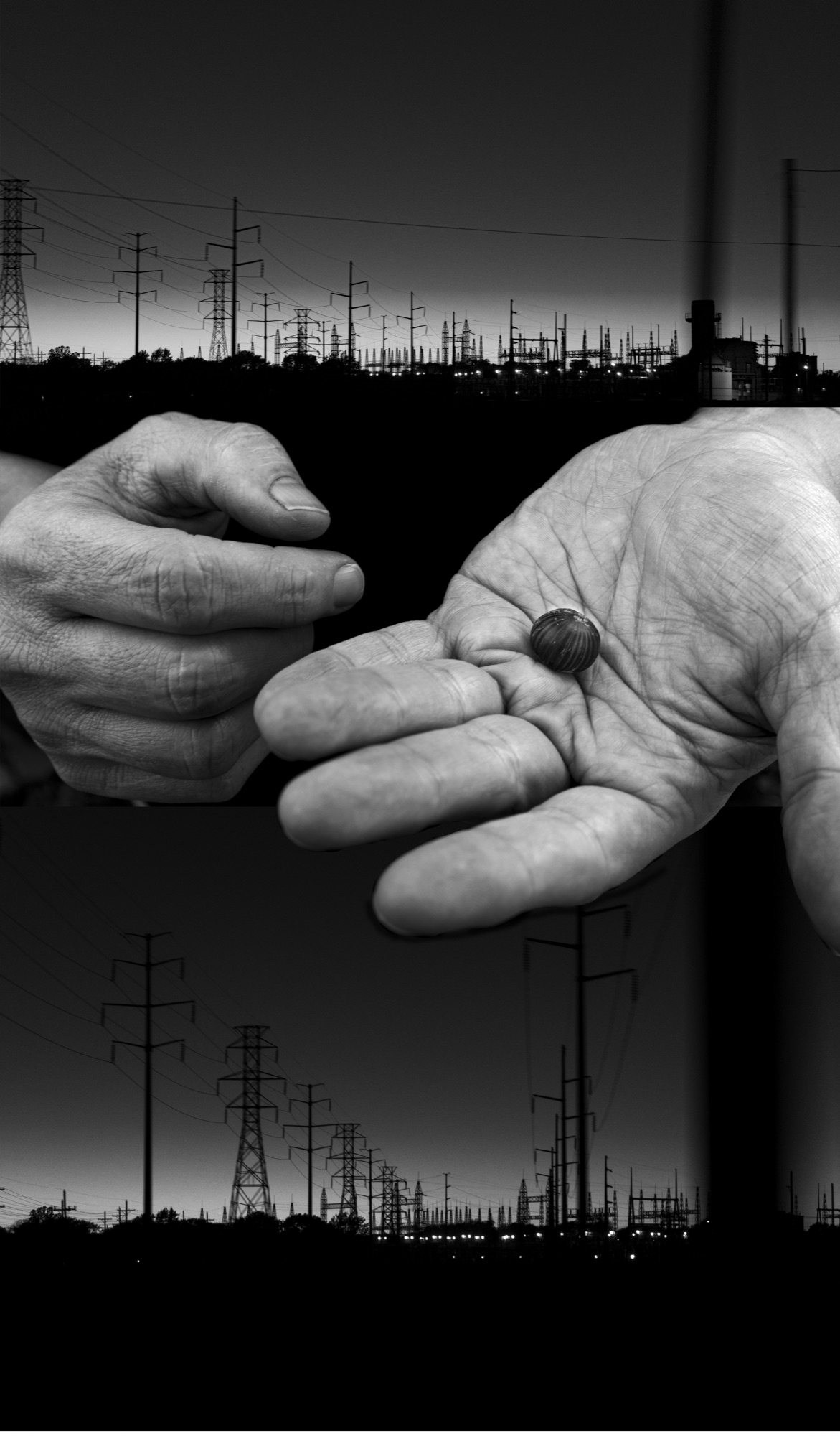 Black-and-white study of hands