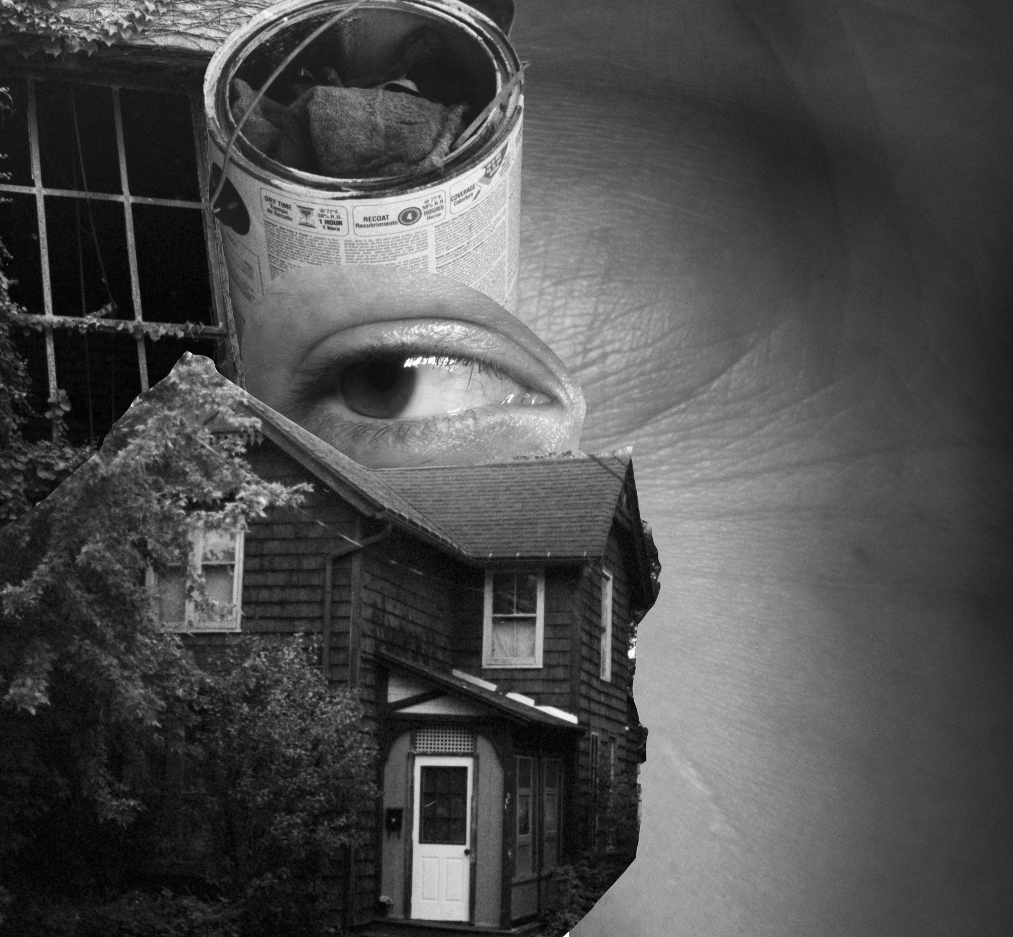 A figure holding a vessel, black and white